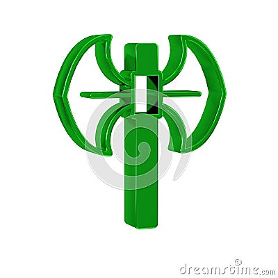 Green Medieval poleaxe icon isolated on transparent background. Stock Photo