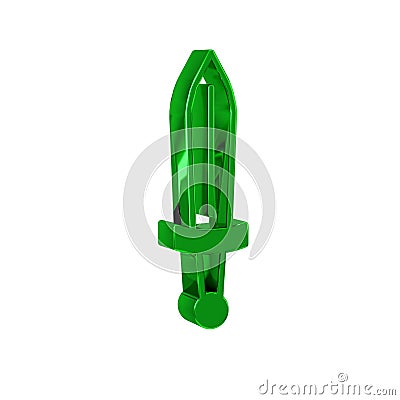 Green Medieval sword icon isolated on transparent background. Medieval weapon. Stock Photo