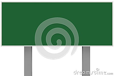 Green metal ad sign board signage, isolated blank empty roadside advertising signboard rectangle copy space, large rectangular Stock Photo