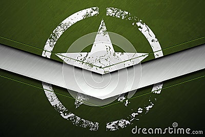 Green metal army background with white damaged military star grunge texture Vector Illustration