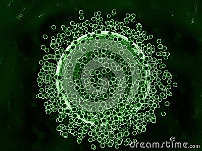 Green microcells - 3D illustration Cartoon Illustration