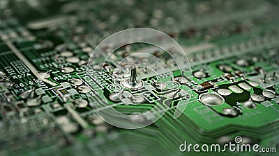 Green micros, concept of modern technology with a glare soft focus Stock Photo