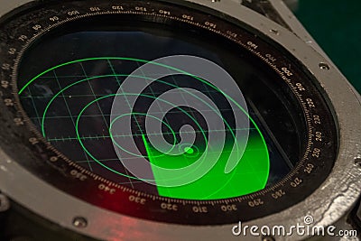 Green military radar screen with unknown target dot - Safety equipment Stock Photo