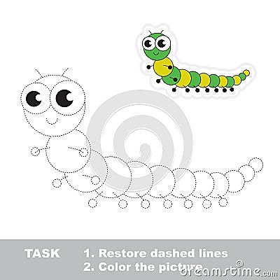 Green millipede to be traced. Vector trace game. Vector Illustration