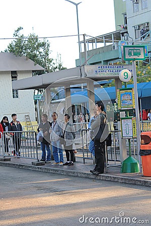 Green minibus station in hong kong Editorial Stock Photo