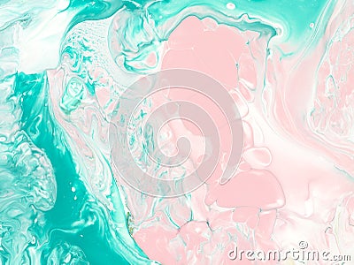 Green mint and pink hand painted background Stock Photo