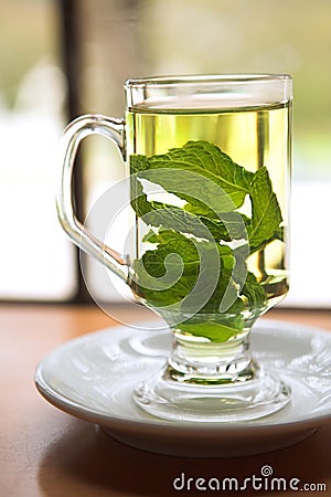 Green mint tea Stock Photo