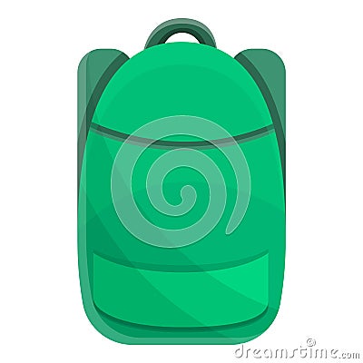 Green modern backpack icon, cartoon style Vector Illustration