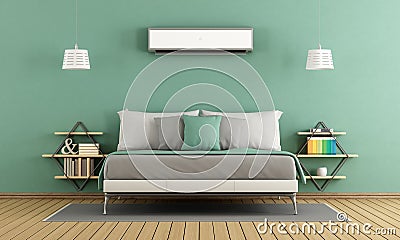 Green modern bedroom Stock Photo