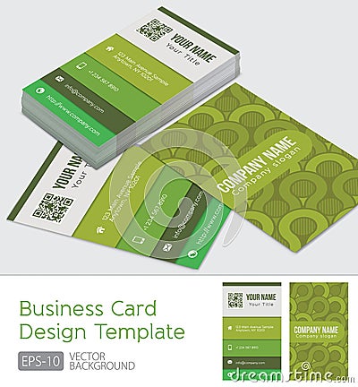 Green Modern business cards design template Vector Illustration