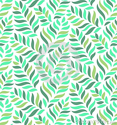 GREEN MODERN FLORAL SEAMLESS VECTOR PATTERN. DROP SHAPE BACKGROUND. TRENDY LEAVES MOTIVE Vector Illustration