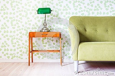 Green modern retro interior. Stock Photo