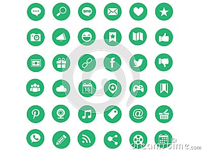 Green modern social media icons Vector Illustration