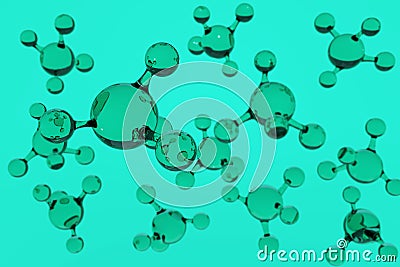Green molecule science in 3D rendering Stock Photo