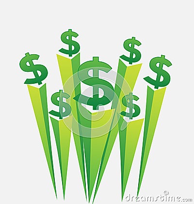 Green money dollar signs vector icon Vector Illustration