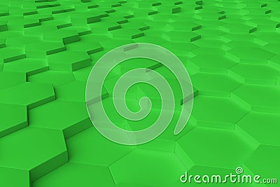 Green monochrome hexagon tiles abstract background Stock Photo