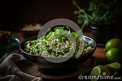 Green moong salad diet. Generate Ai Stock Photo