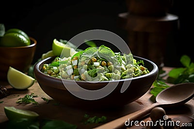 Green moong salad snack. Generate Ai Stock Photo