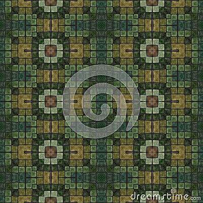 Green mosaic with floral motive in ancient style Stock Photo