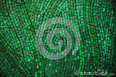 Green mosaic texture on the wall Stock Photo