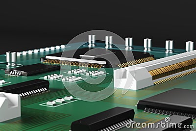 Green motherboard closeup Stock Photo