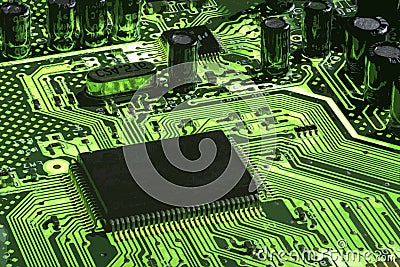Green motherboard technology, abstract Stock Photo