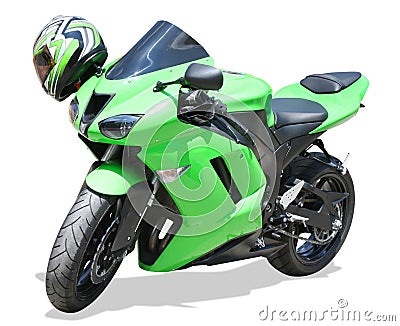 Green Motorcycle Stock Photo