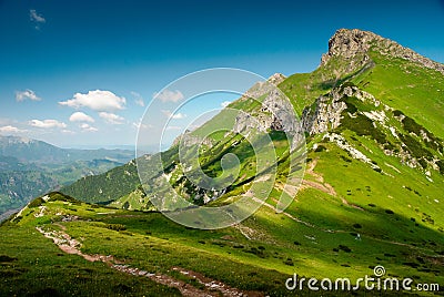 Green mountain peak scenery Stock Photo