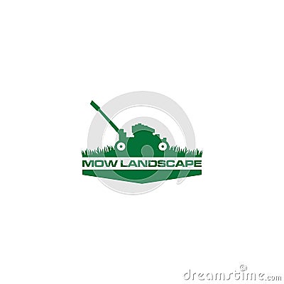 Green Mow Landscape Logo Design Vector Vector Illustration