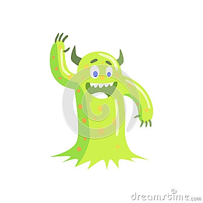 Green Mucus Childish Monster Vector Illustration