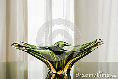 Green Murano Glass Plate Stock Photo