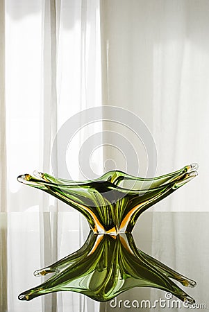 Green Murano Glass Plate Stock Photo