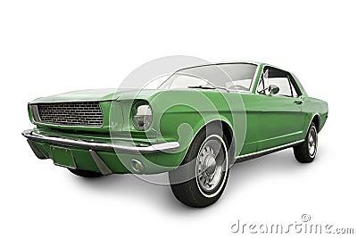 Green Muscle Car from 1965 Stock Photo