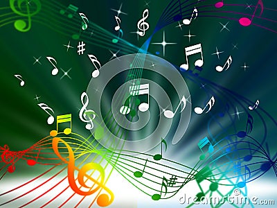 Green Music Background Means Tune Sounds And Piece Stock Photo