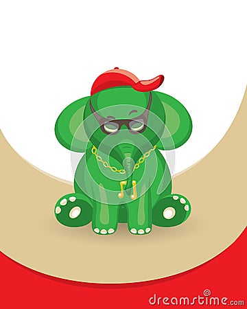 Green music elephant Vector Illustration