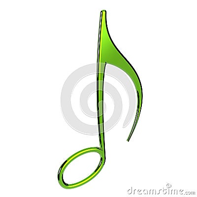 Green music note sign. Musical notes signs in golden color. Cartoon Illustration