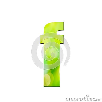 Green natural in small letter ` f ` on white background. Stock Photo