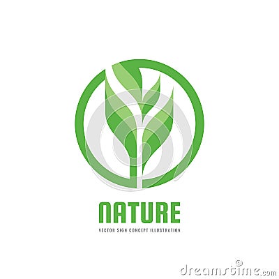 Green nature concept illustration. Sprout and leaves - vector creative logo. Organic sign. Agriculture symbol. Vector Illustration