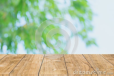 Green nature white clean with wooden table forground for template mock up display products background Stock Photo