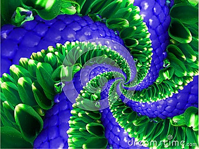 Green navy blue flower spiral abstract fractal effect pattern background. Floral spiral abstract pattern fractal. Incredible Stock Photo