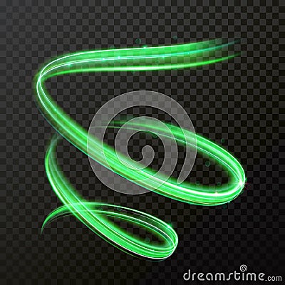 Green neon light vector shiny spiral twirl Vector Illustration