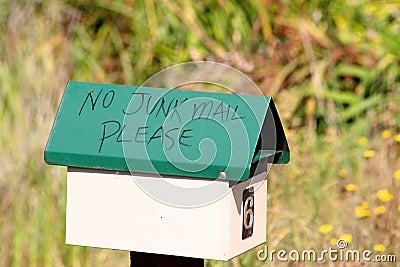 Green no junk mail mailbox Stock Photo