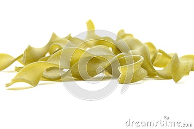 Green noodles on white Stock Photo