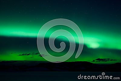 Green northern lights (aurora borealis) Stock Photo