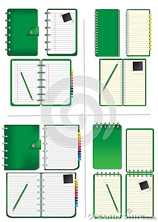 Green notebook Vector Illustration