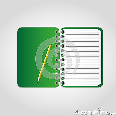 Green notebook Vector Illustration