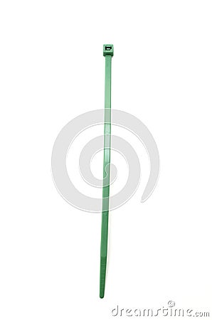 Green nylon cable tie Stock Photo