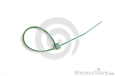 Green nylon cable tie Stock Photo