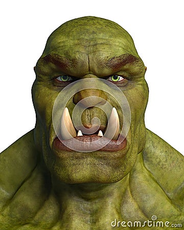 Green ogre in a white background Stock Photo