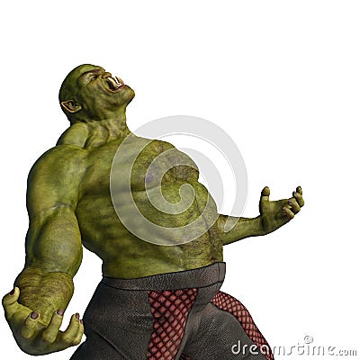 Green ogre in a white background Stock Photo